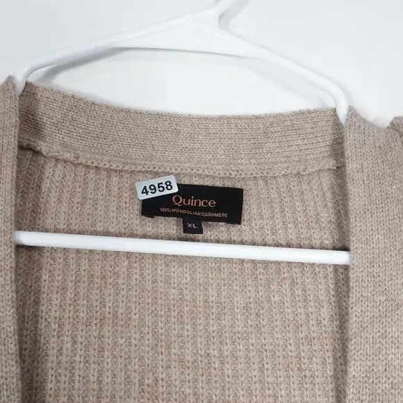 GUC Repaired Quince XL Oatmeal Mongolian Cashmere Fisherman Cropped Cardigan - Picture 7 of 12